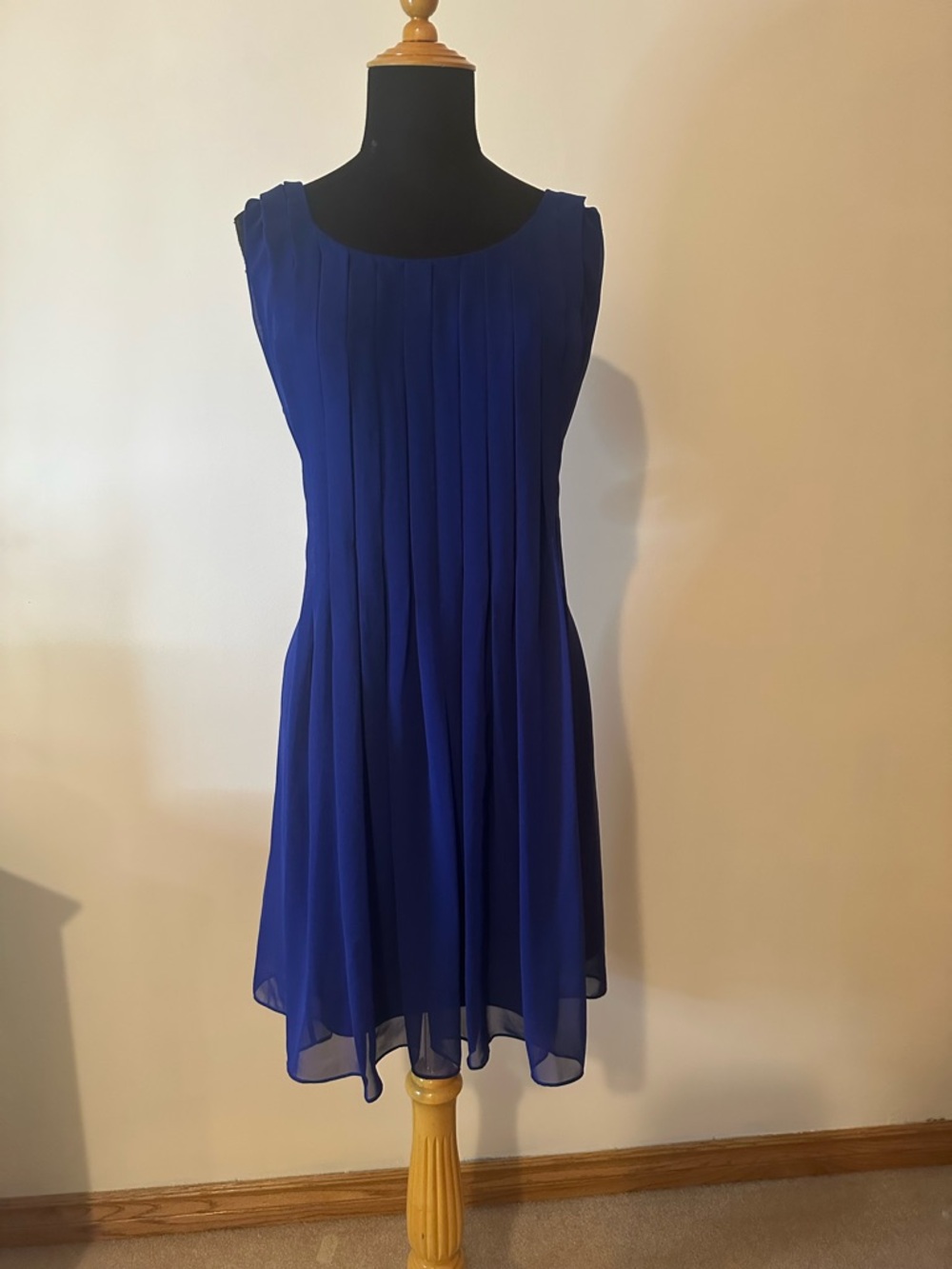 Calvin Klein Royal Blue Sleeveless Pleated Midi Dress